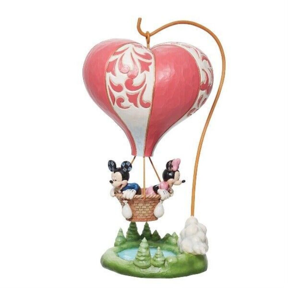 Jim Shore Disney#6011916 Love Takes Flight-Mickey & Minnie Heart-Air Balloon New